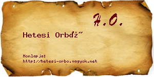 Hetesi Orbó névjegykártya